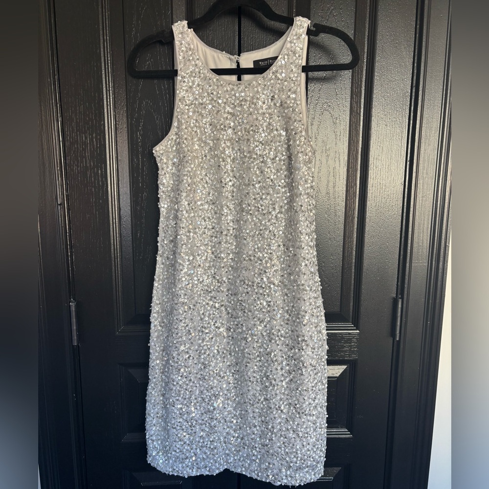 White House Black Market Sequin Silver Mini Dress